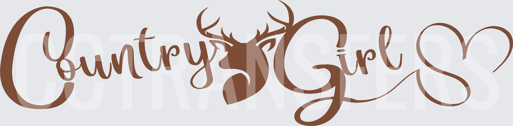 Country Girl Script with Buck Head and Heart (DTF)