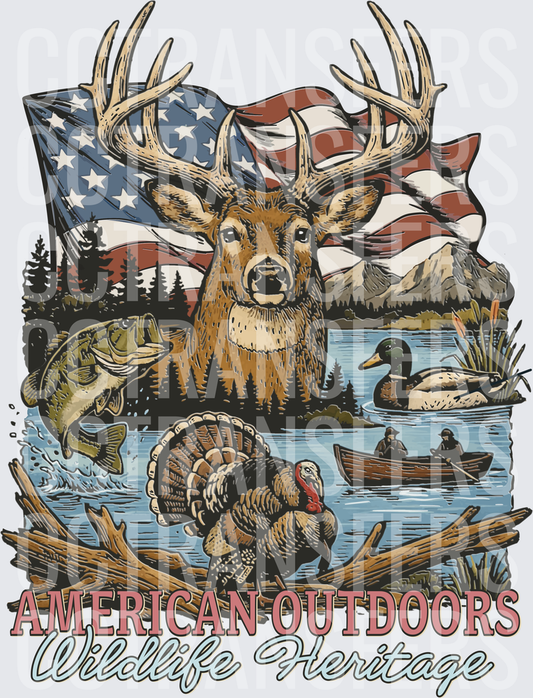 American Outdoors Wildlife Heritage Hunting Collage (DTF)