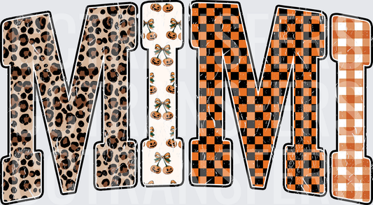 Halloween MIMI Leopard Checker Plaid Pumpkin Letters (DTF)