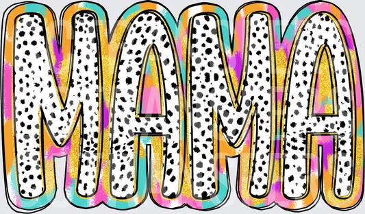 Mama Dalmatian Print Colorful Layered Bold Letters (DTF)