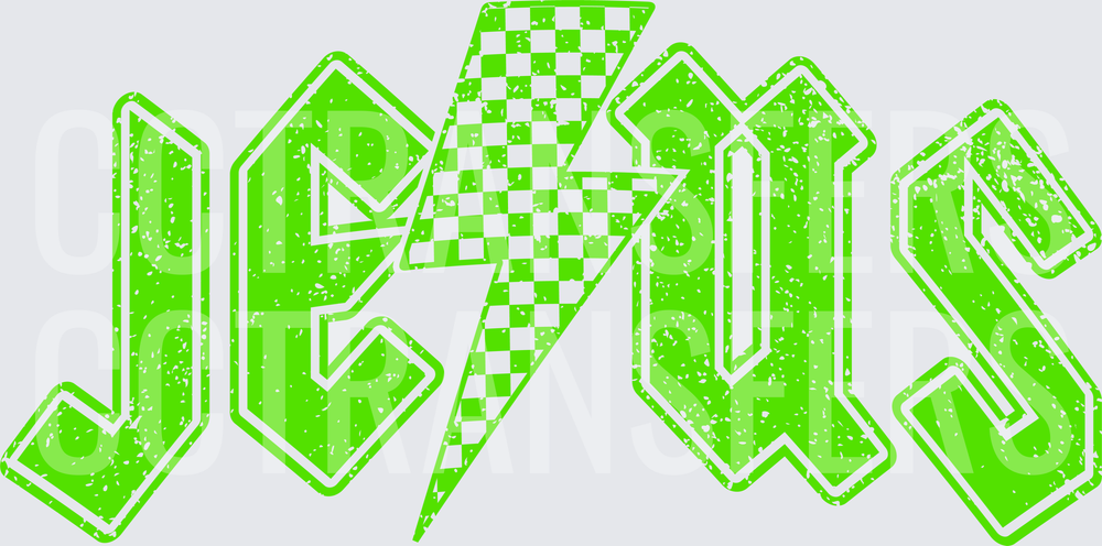 Jesus Rock Band Style Checkerboard Lightning Bolt Logo (DTF)