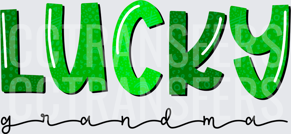 Lucky Grandma St. Patrick's Day Green Lettered Design (DTF)