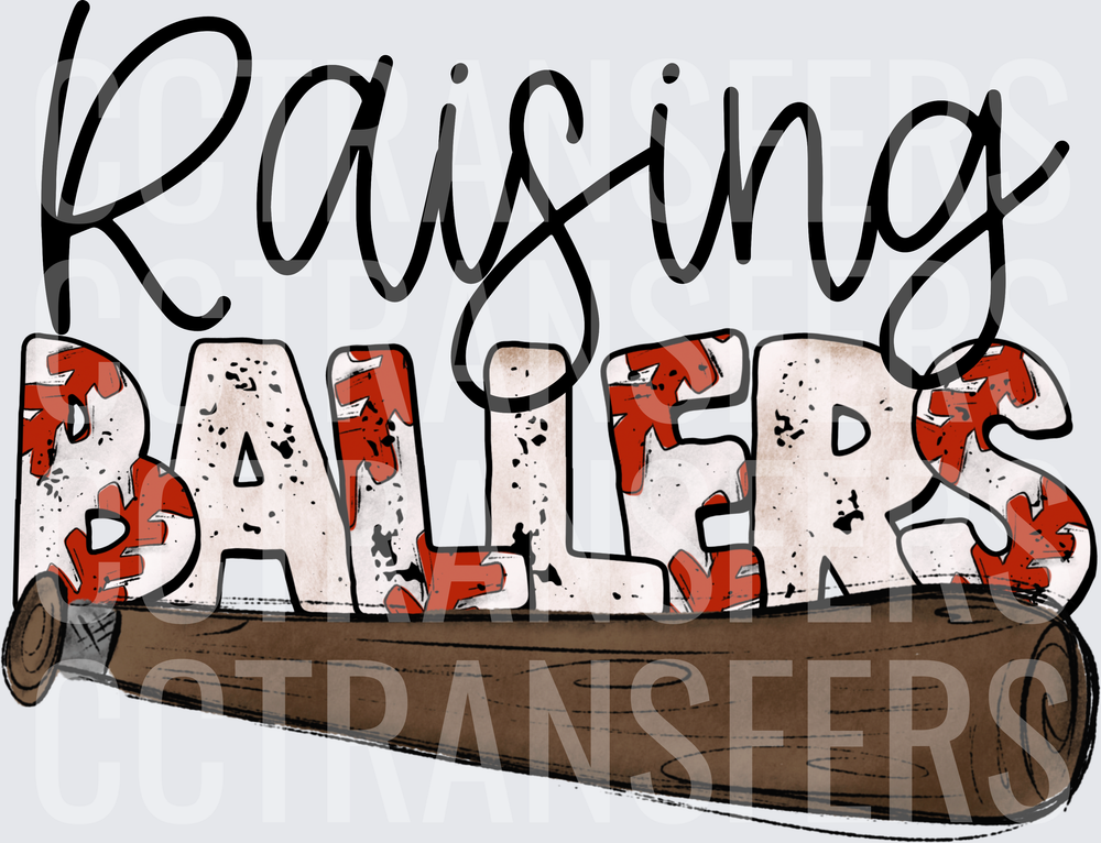 Raising Ballers Baseball Bat Script Lettering (DTF)