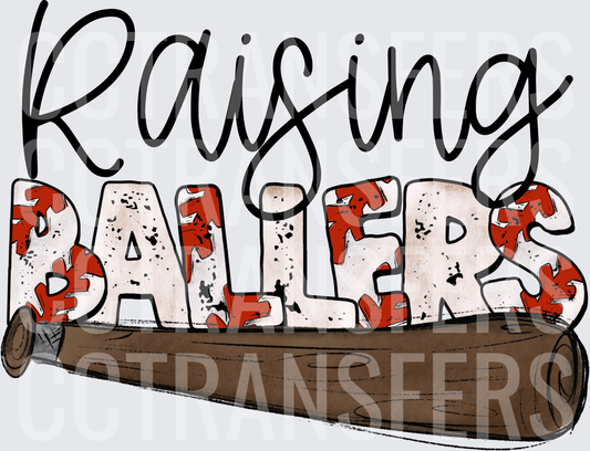 Raising Ballers Baseball Bat Script Lettering (DTF)