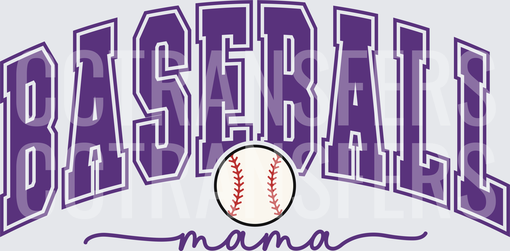 Purple Arched Baseball Mama Script with Ball (DTF)