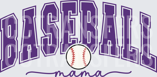 Purple Arched Baseball Mama Script with Ball (DTF)