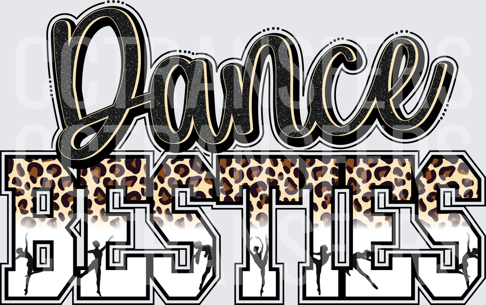 Dance Besties Leopard Print Dancer Silhouettes (DTF)