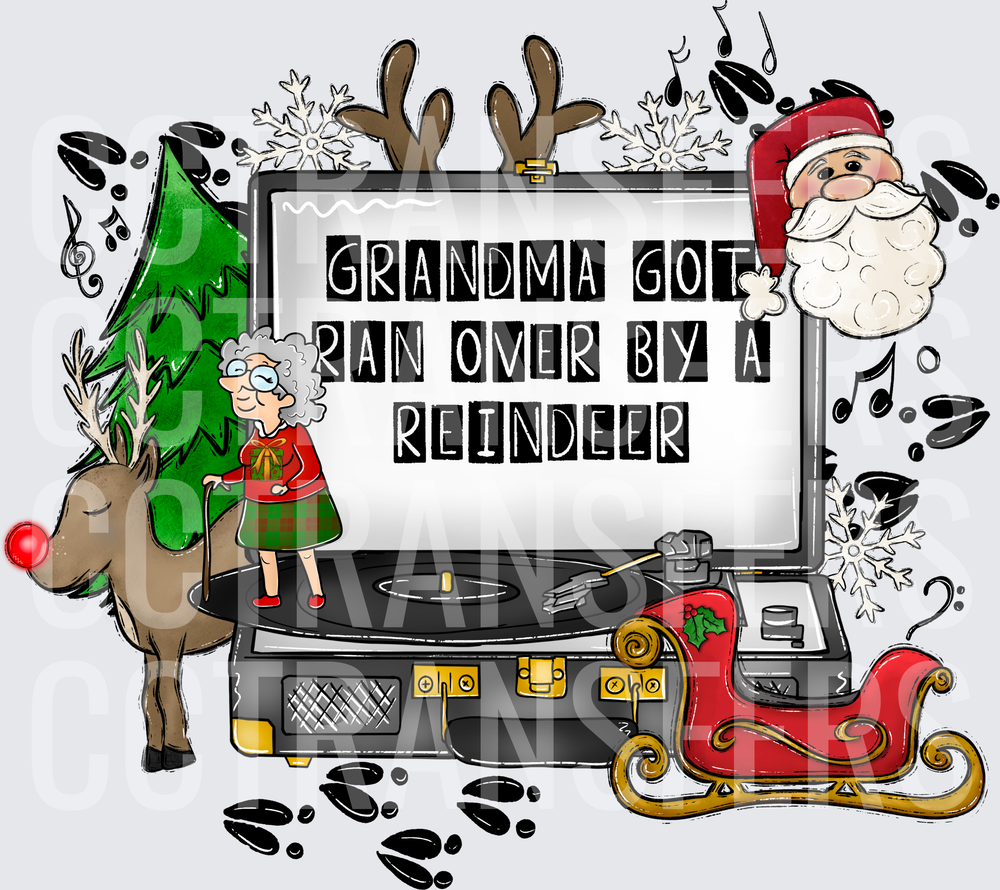 Grandma Got Ran Over By A Reindeer Vinyl Record Christmas (DTF)