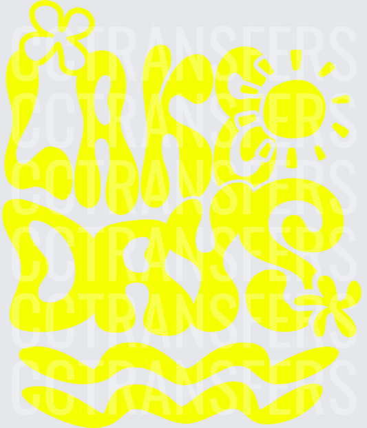 Lake Days Groovy Retro Sun Waves Floral Yellow (DTF)