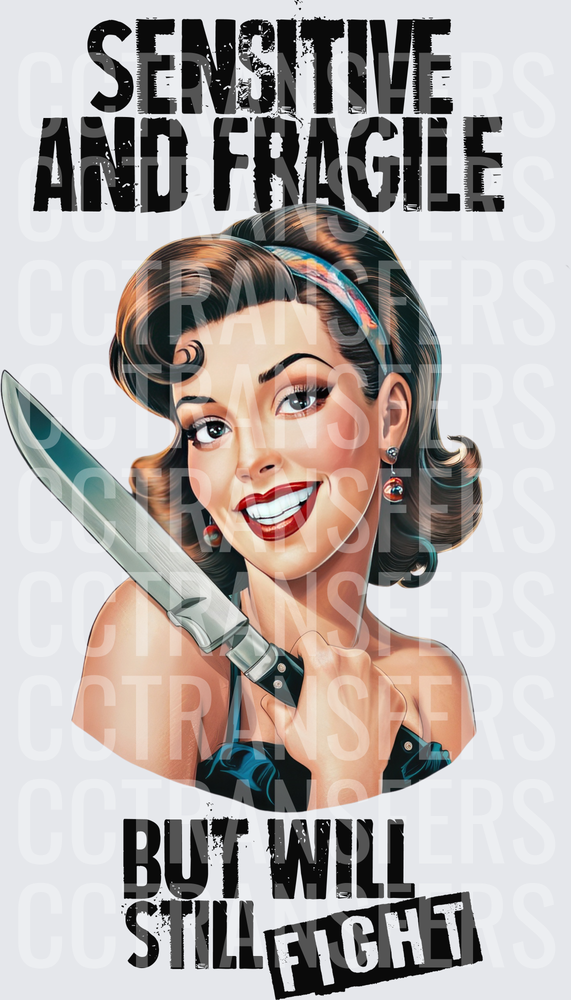 Sensitive And Fragile But Will Still Fight Pinup Woman With Knife (DTF)