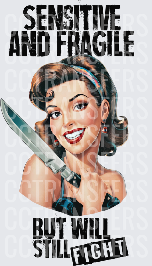 Sensitive And Fragile But Will Still Fight Pinup Woman With Knife (DTF)