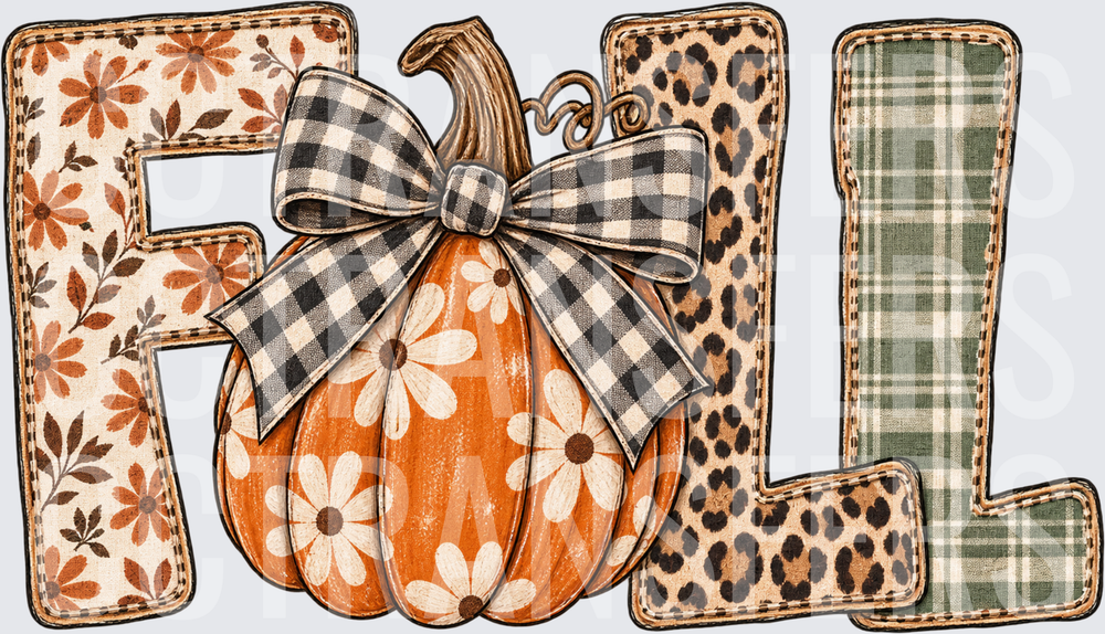 FALL Pumpkin Floral Leopard Plaid Buffalo Check Bow (DTF)