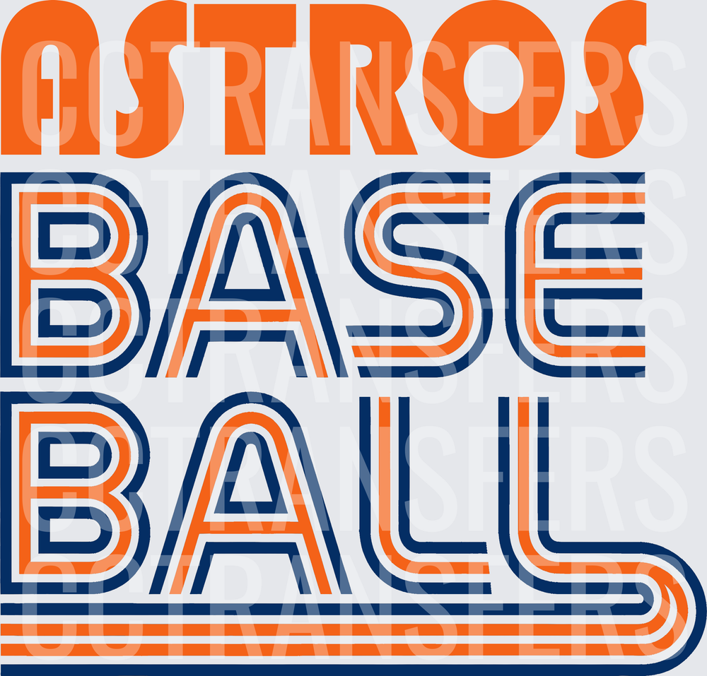 Astros Baseball Retro Bold Orange Navy Stripe Text (DTF)