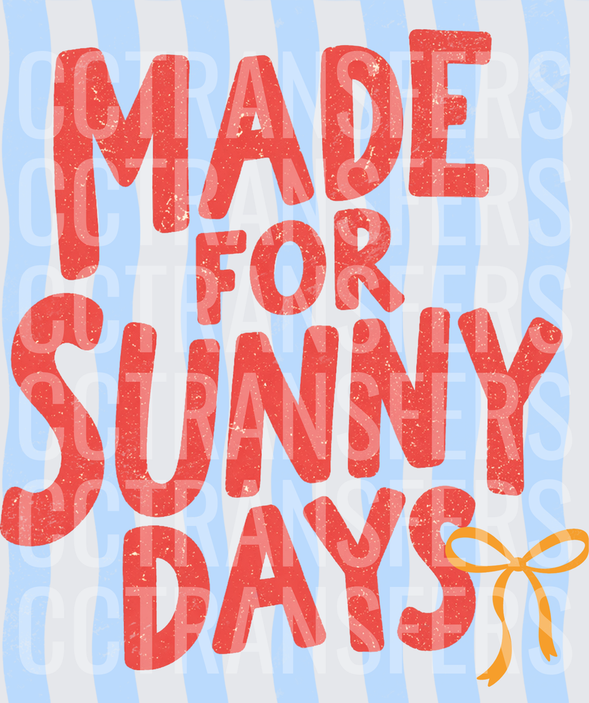 Made For Sunny Days Wavy Stripe Yellow Bow (DTF)