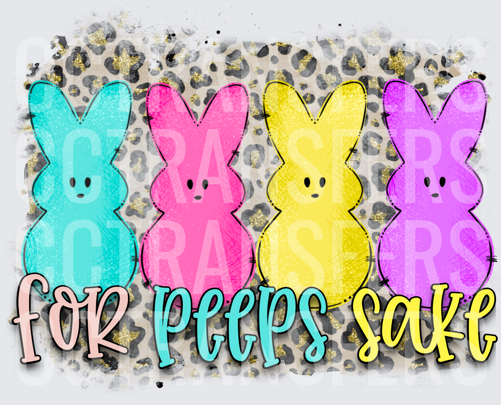 For Peeps Sake Colorful Easter Bunnies Leopard Print (DTF)