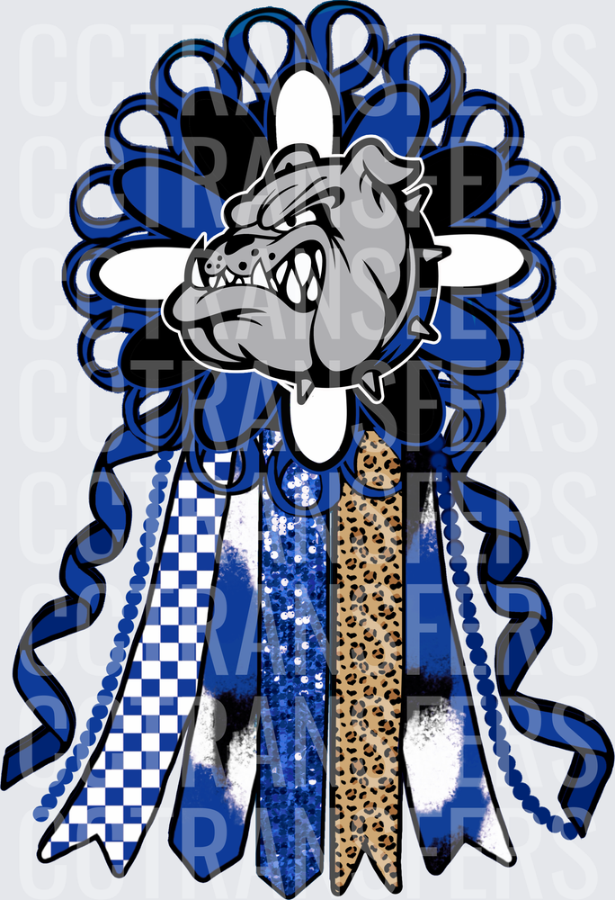 Blue Bulldog Homecoming Mum with Ribbons and Beads (DTF)