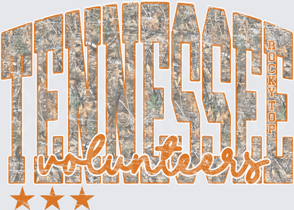 Tennessee Volunteers Rocky Top Camo Distressed Stars (DTF)