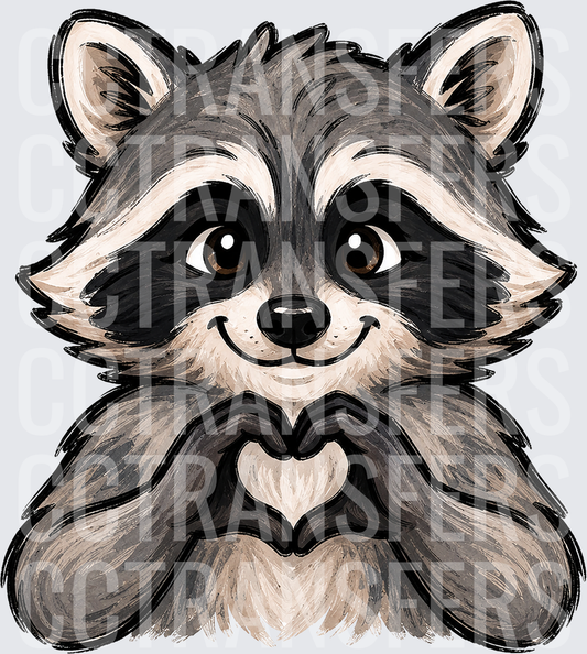 Cute Raccoon Making Heart Shape with Paws (DTF)
