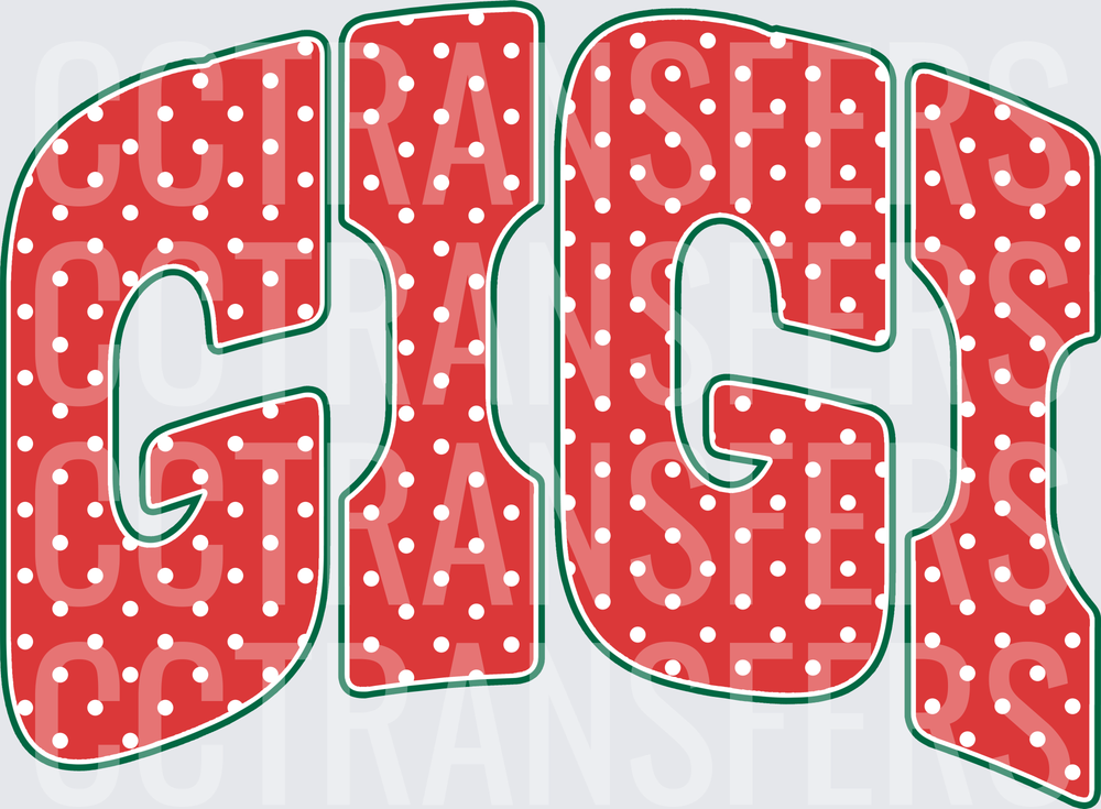 Gigi Red Polka Dot Arched Bold Letters (DTF)