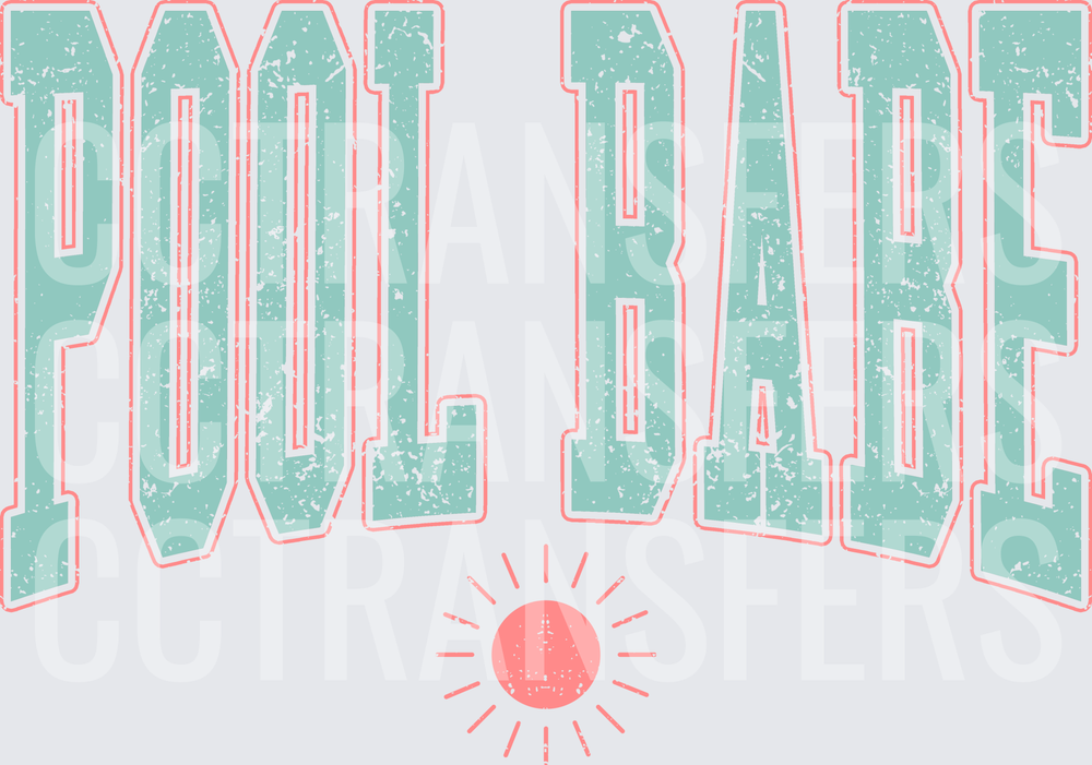 Pool Babe Distressed Varsity Arch with Sun (DTF)