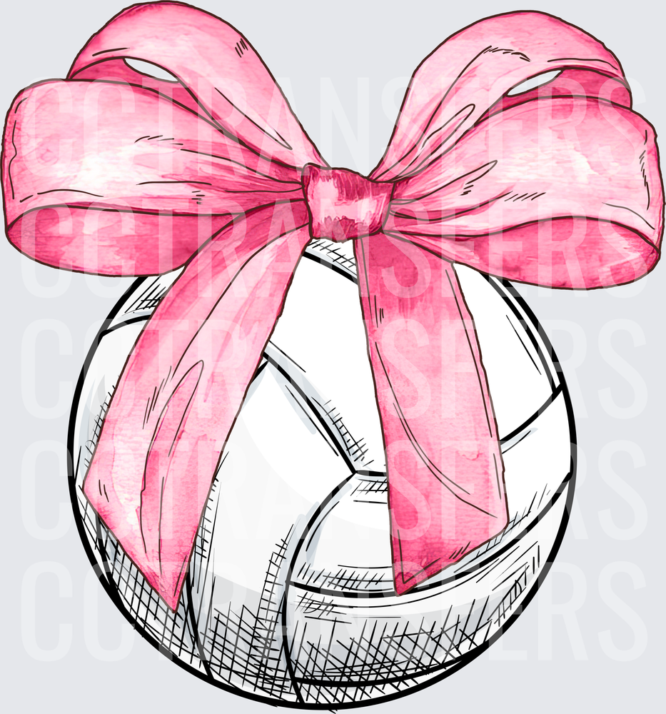 Watercolor Volleyball with Pink Bow (DTF)