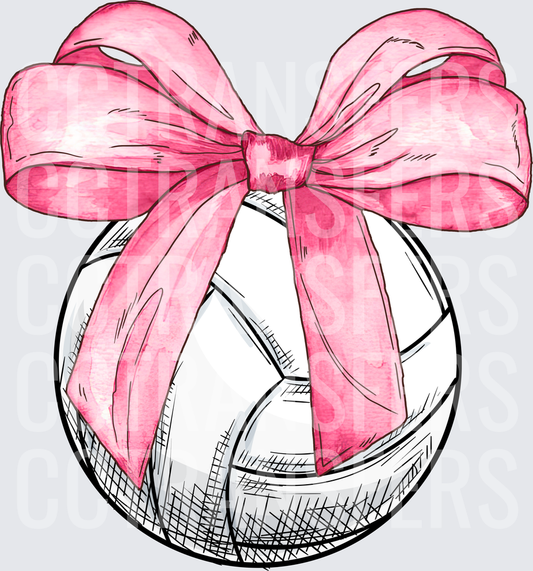 Watercolor Volleyball with Pink Bow (DTF)