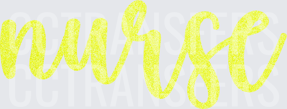 Neon Yellow Glitter Script Nurse (DTF)