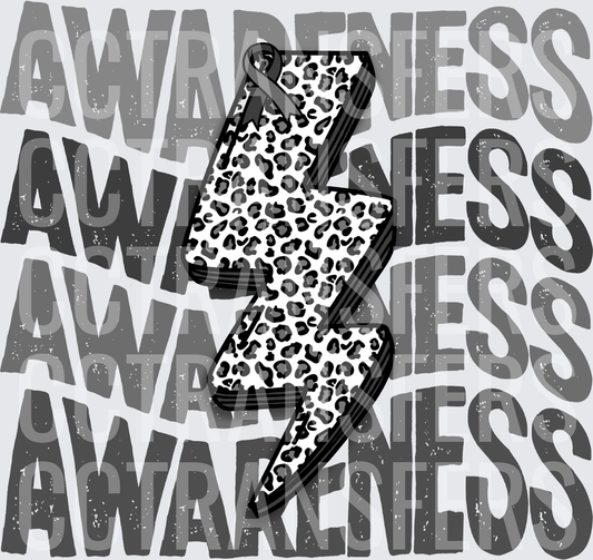 Awareness Leopard Print Lightning Bolt Ribbon (DTF)