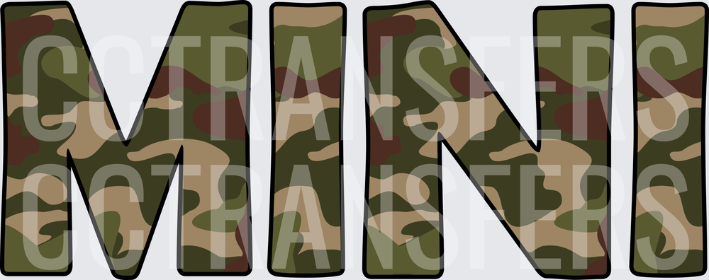 MINI Bold Woodland Camo Letter Text (DTF)