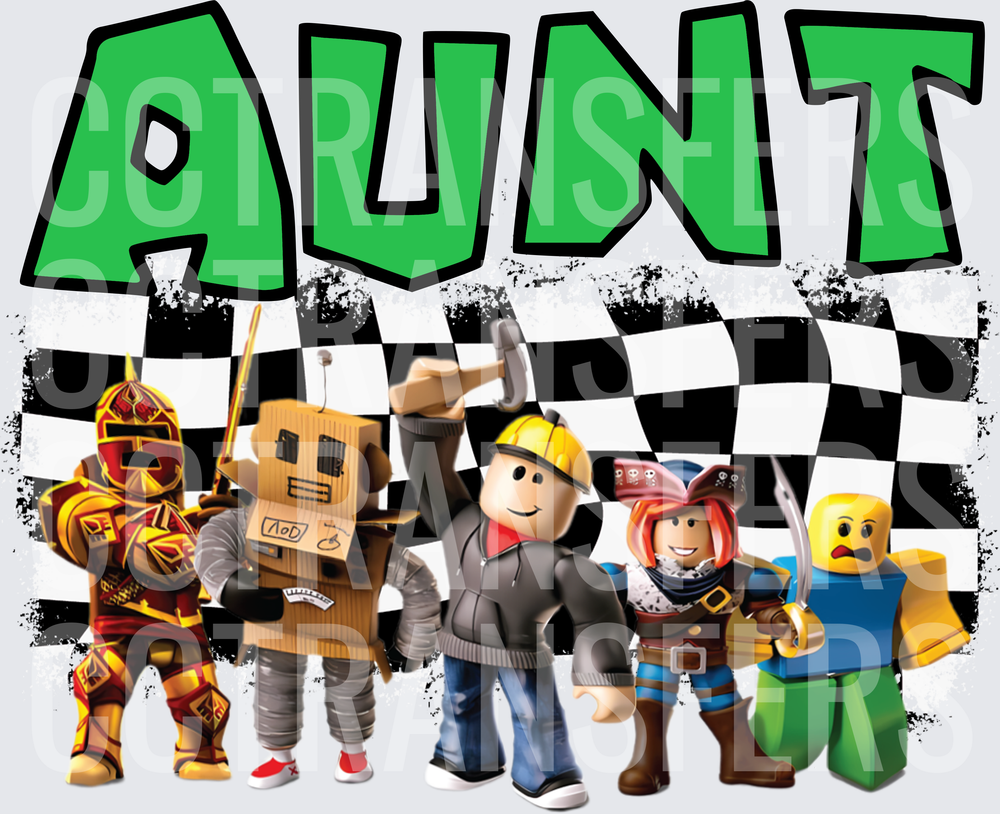 Aunt Blocky Game Characters Checkered Flag Group (DTF)