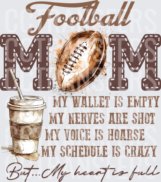Football Mom My Heart Is Full Coffee Cup Funny Quote (DTF)