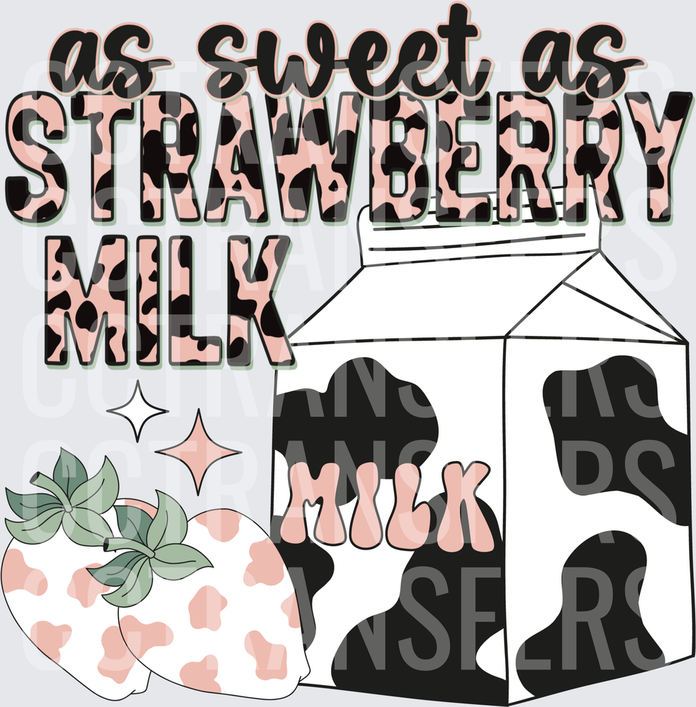 As Sweet As Strawberry Milk Cow Print Carton (DTF)