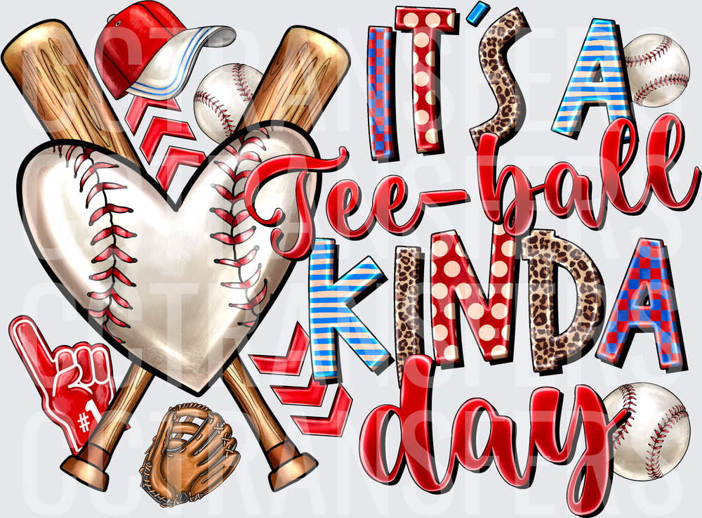 It's A Tee-Ball Kinda Day Baseball Heart Bats (DTF)
