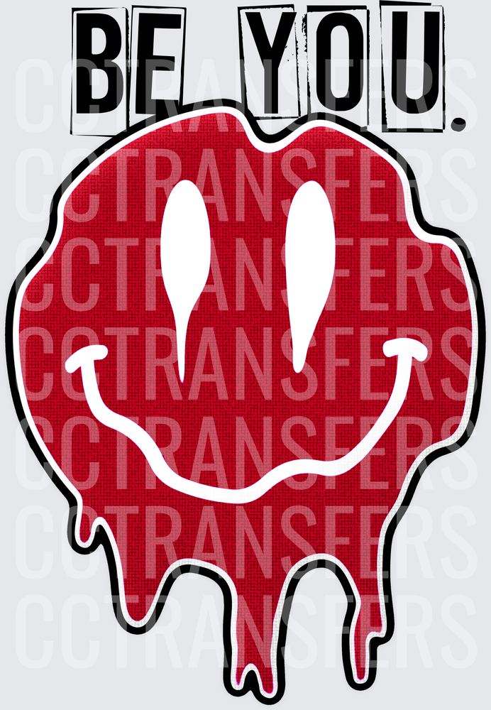 Be You Red Dripping Melting Smiley Face (DTF)
