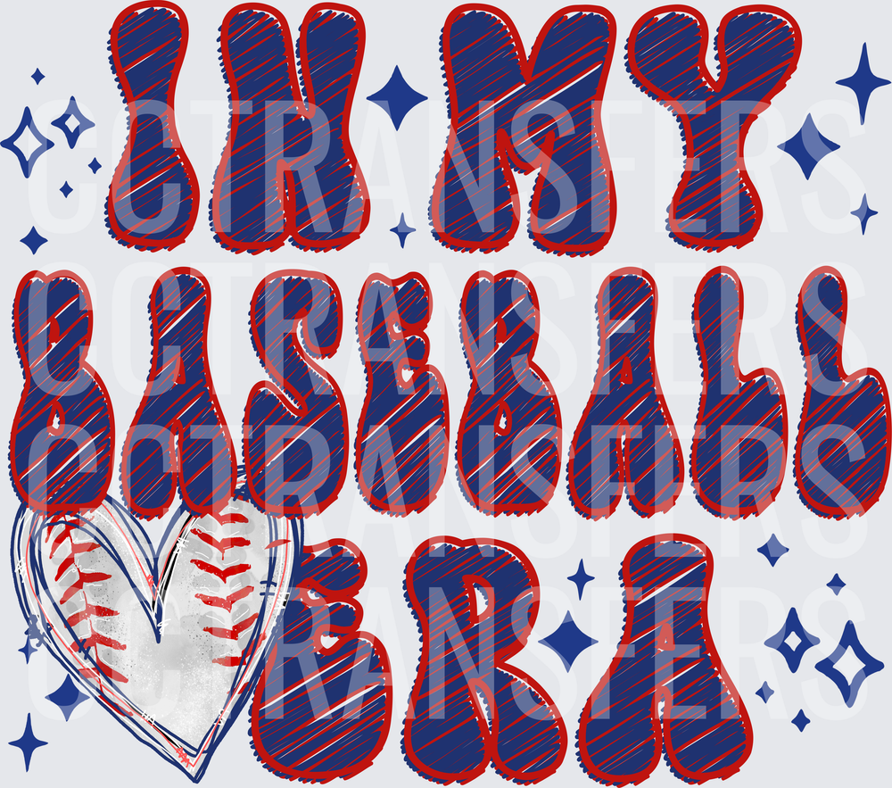 In My Baseball Era Heart Sparkle Design (DTF)