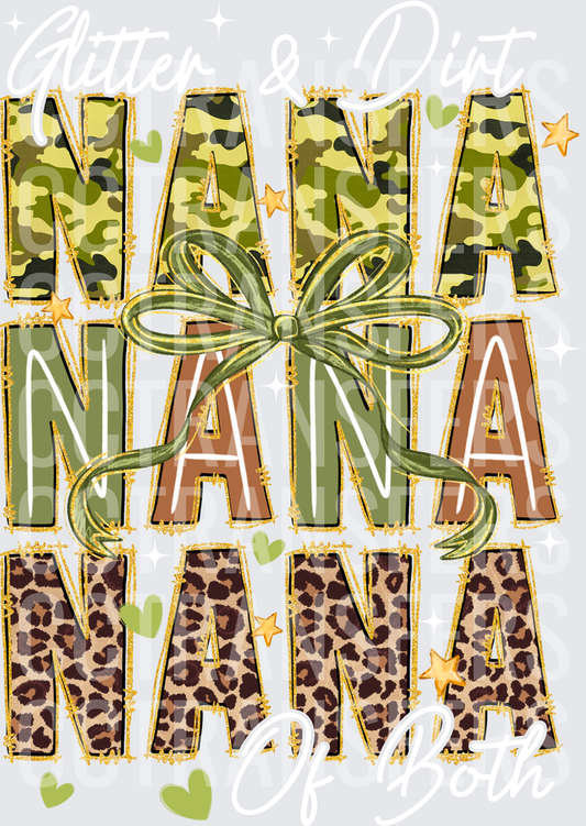 Nana Camo Leopard Stacked Bow Hearts Stars (DTF)