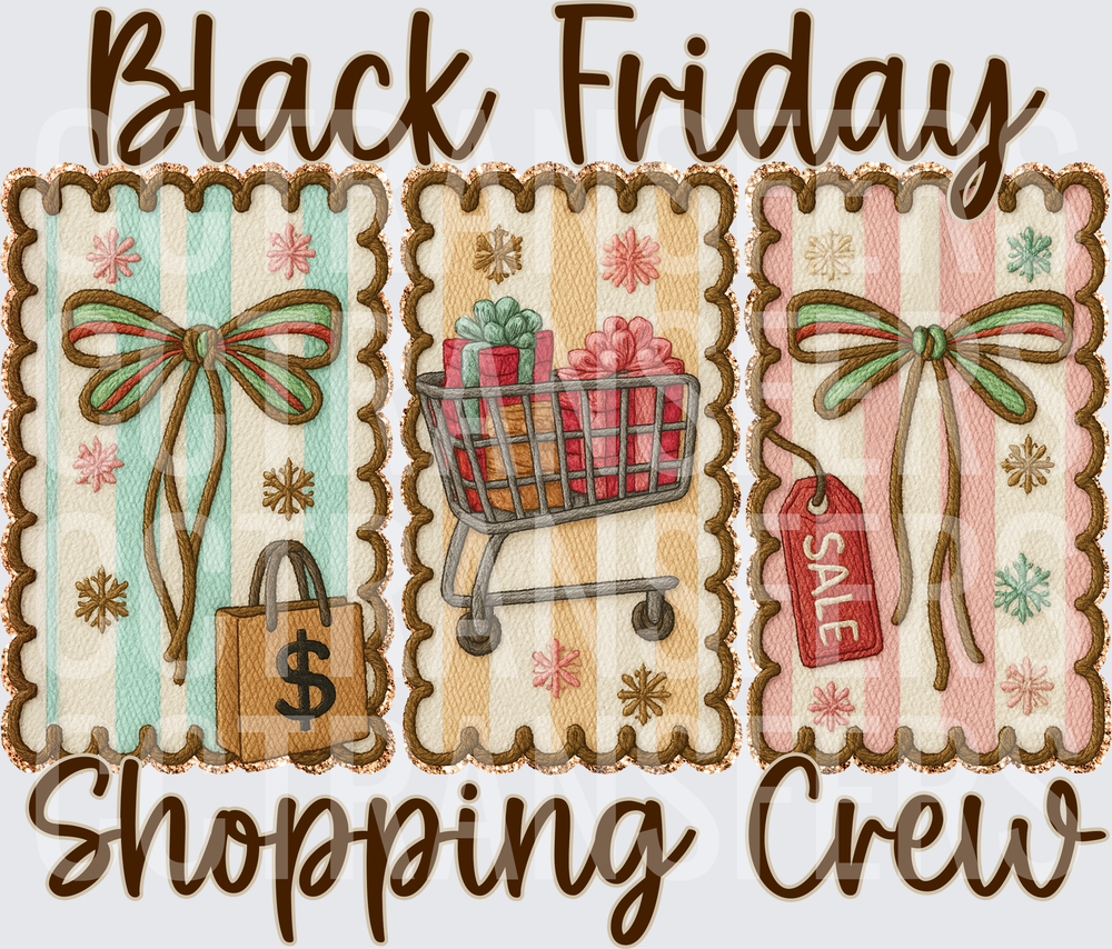 Black Friday Shopping Crew Embroidered Patch Style (DTF)