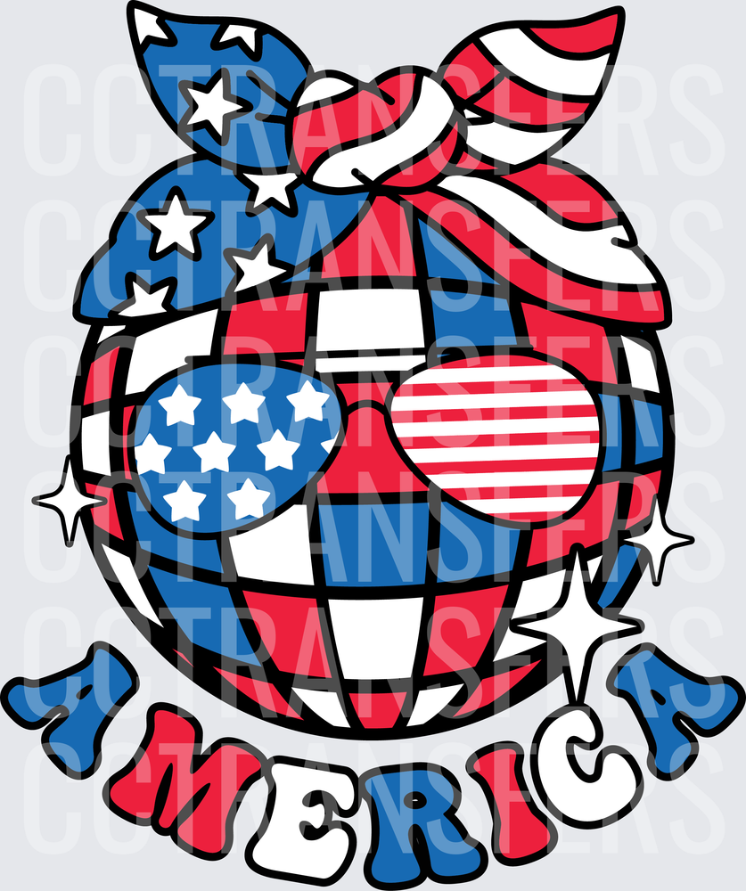 America Patriotic Disco Ball Sunglasses Bandana (DTF)