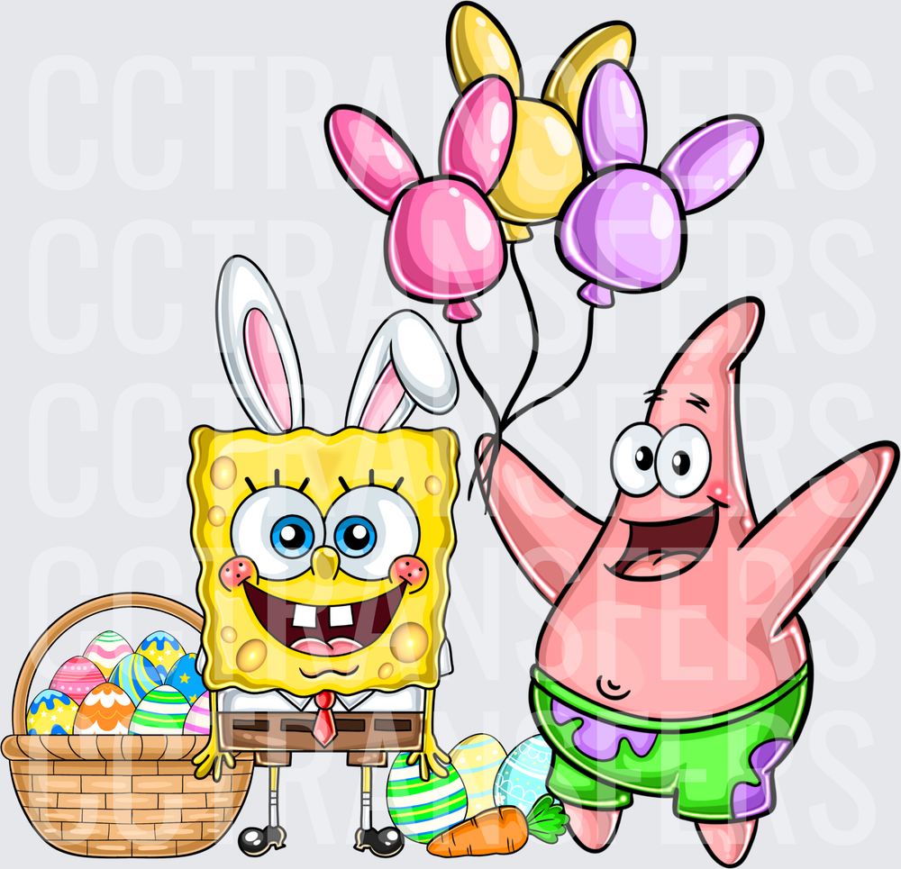 Sponge & Star Pal Easter Bunny Ears Balloon Basket (DTF)
