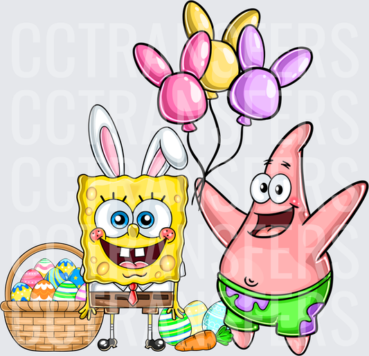 Sponge & Star Pal Easter Bunny Ears Balloon Basket (DTF)