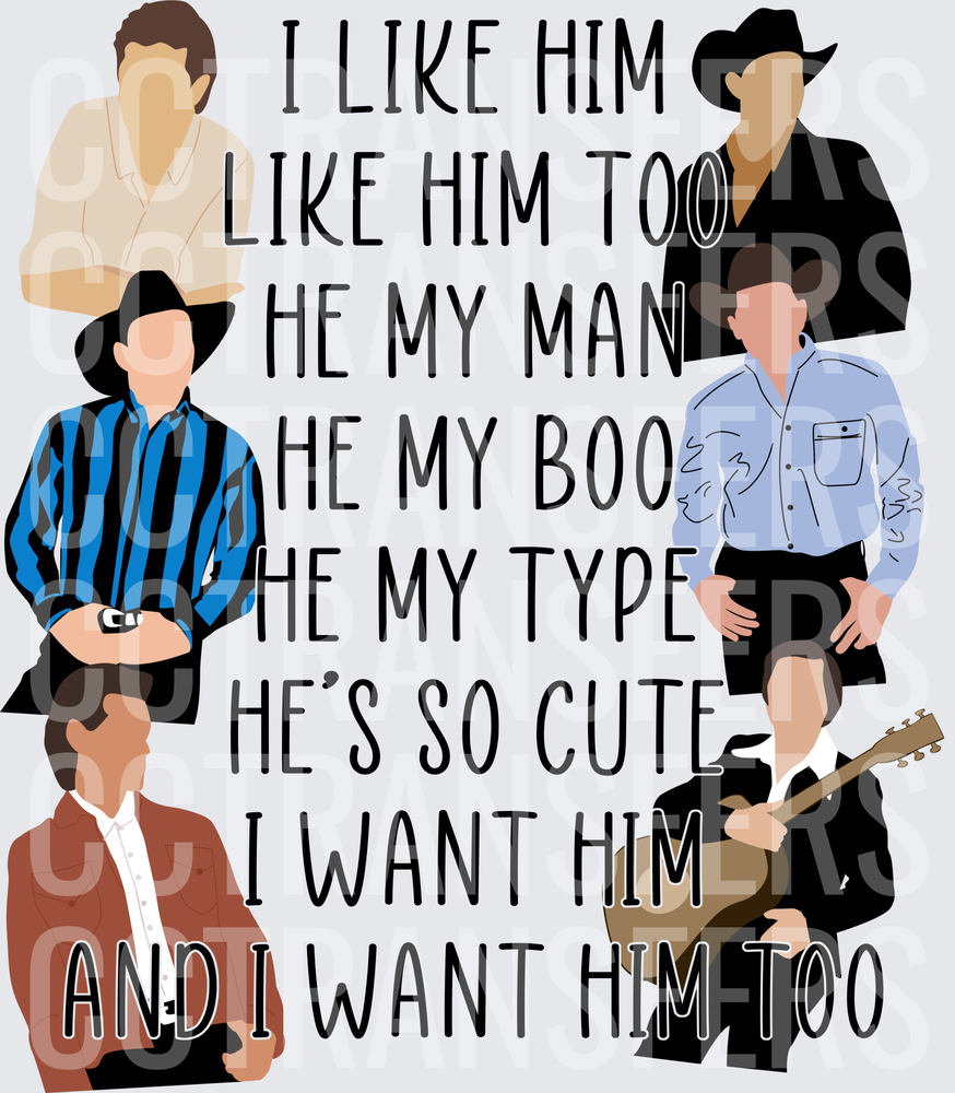 I Like Him Like Him Too He My Man He My Boo Country Guy Collage (DTF)