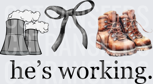 Nuclear Towers Black Bow Work Boots He's Working (DTF)