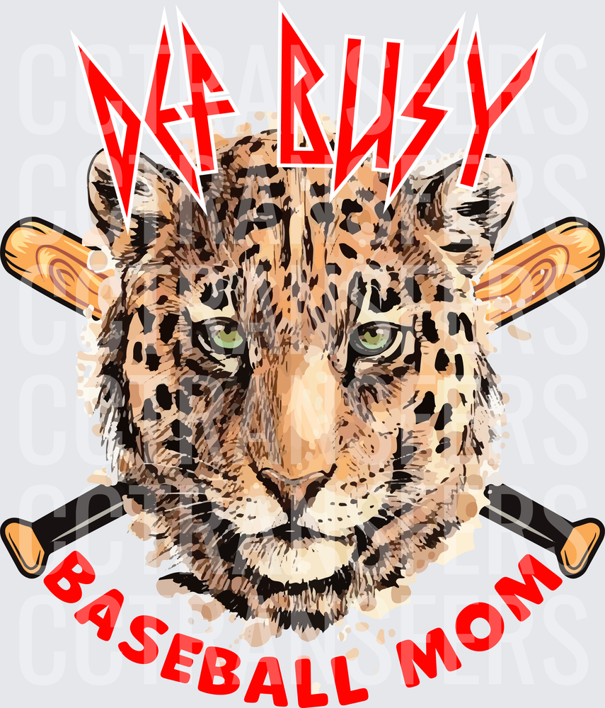 Def Busy Baseball Mom Leopard Crossed Bats (DTF)
