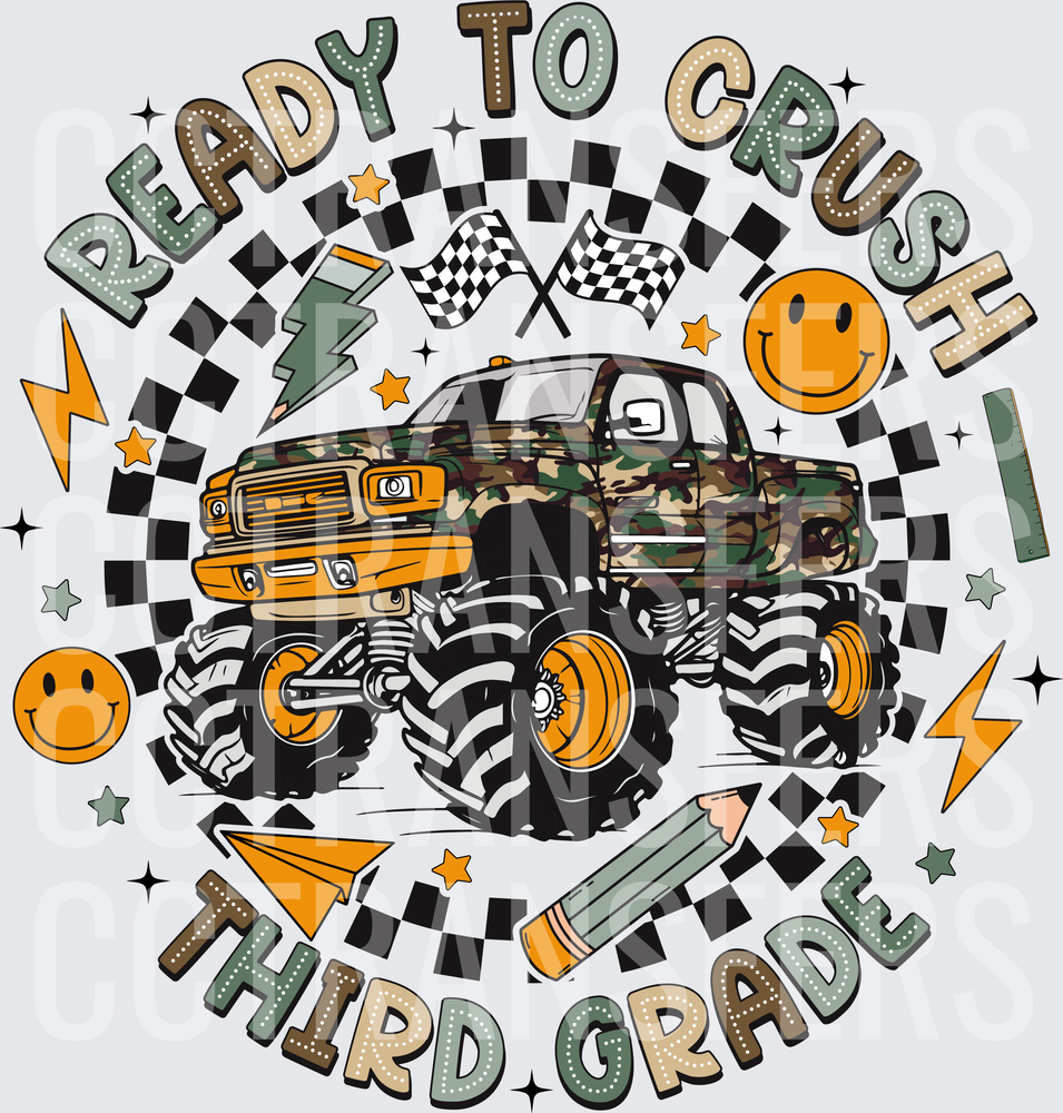 Ready To Crush Third Grade Camo Monster Truck (DTF)