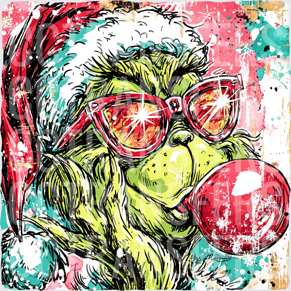 G-Man Santa Hat Red Sunglasses Bubblegum Pop Art (DTF)