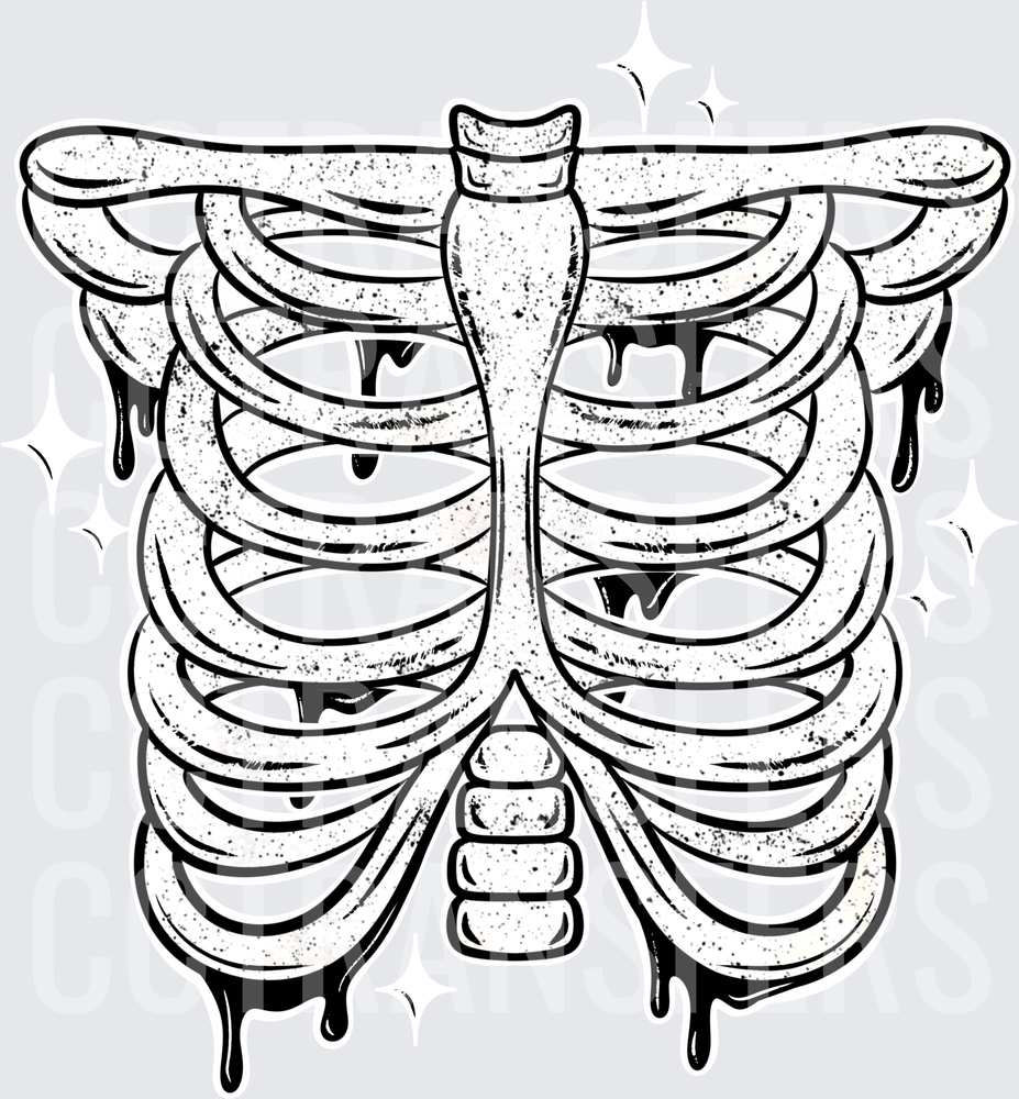 Dripping Grunge Ribcage Skeleton Chest Bones (DTF)