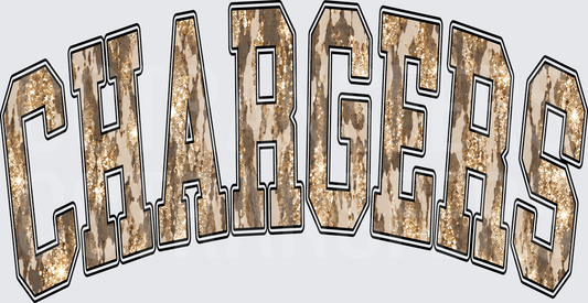 Chargers Arched Cowhide Glitter Letters (DTF)
