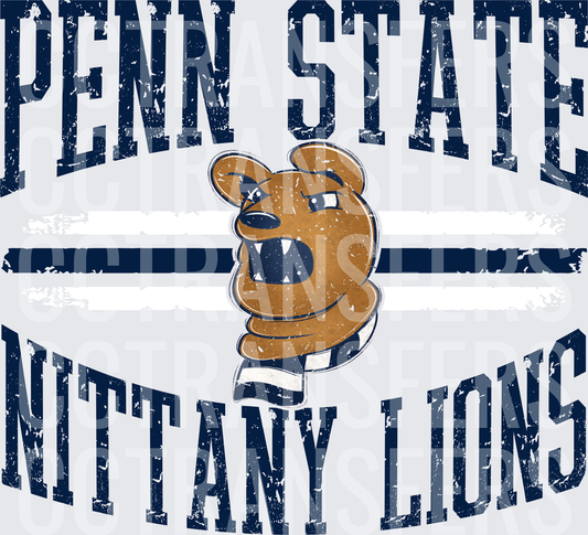 Vintage Distressed Growling Lion Mascot Arched Text (DTF)