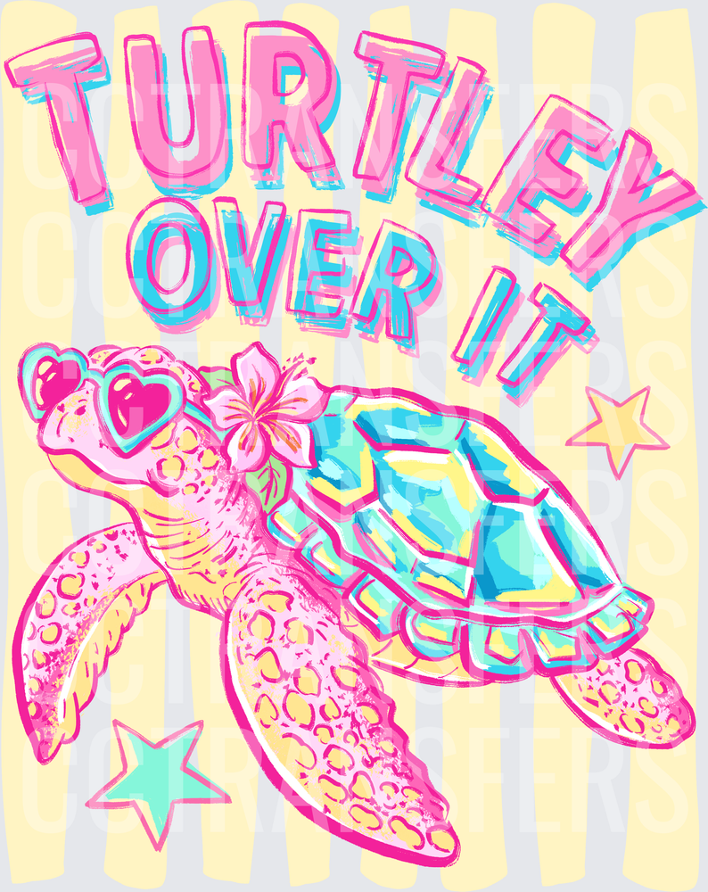 Turtley Over It Sassy Sea Turtle Heart Sunglasses Floral (DTF)