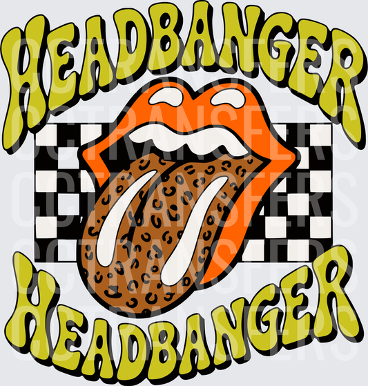 Headbanger Lips Leopard Tongue Checker Rock (DTF)